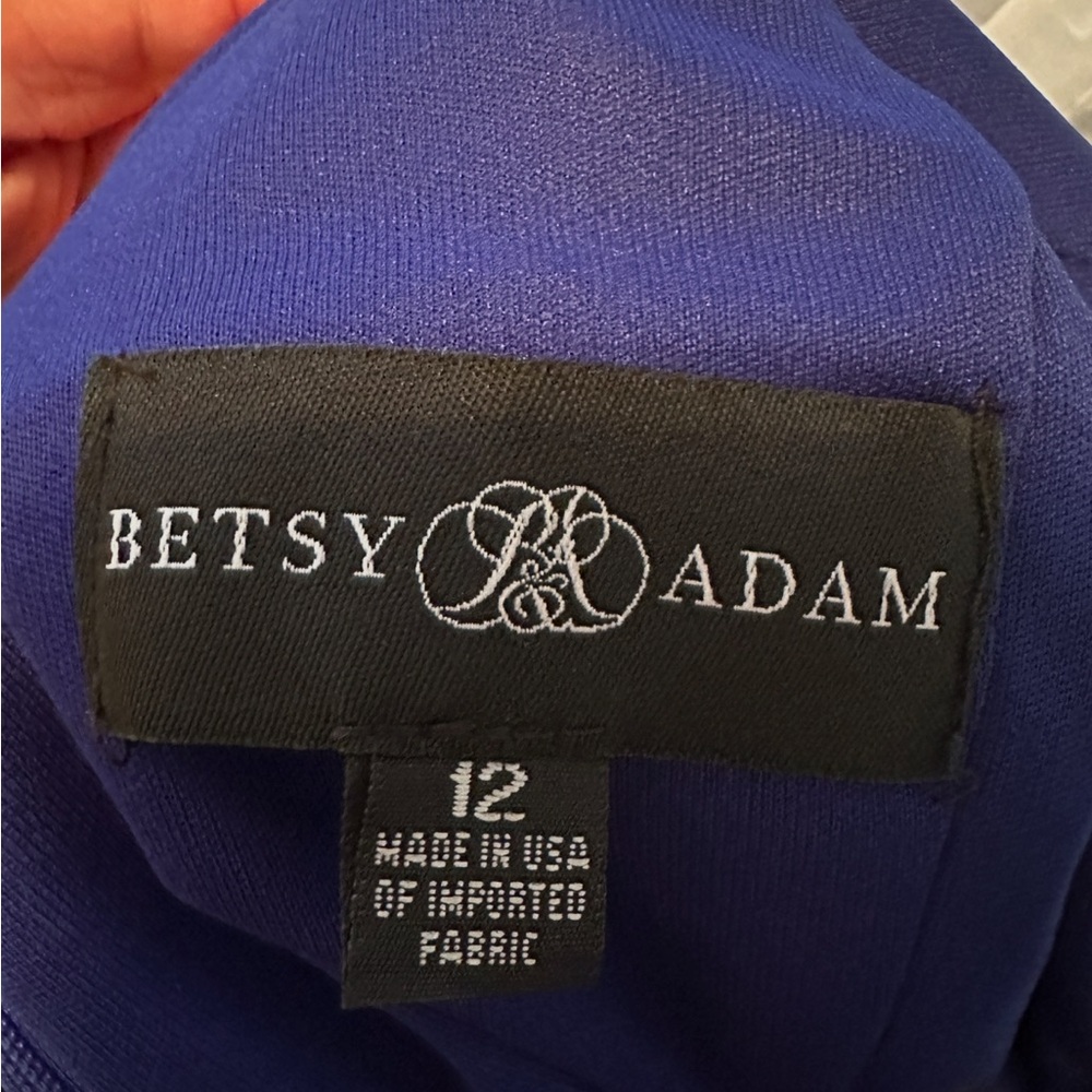 Betsy and Adam Long  formal blue dress half shoulder. Size 12, Good condition.